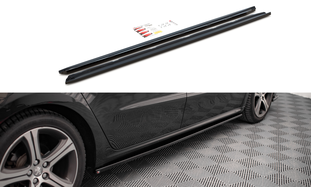 Zijskirts Peugeot 508 GT MK1 FL Maxton Glans Zwart