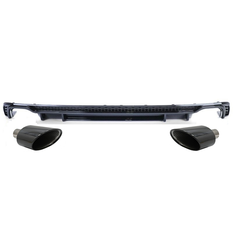 Achterbumper Diffuser passend voor Audi A4 B9 2015-2019 RS4 Design Zwart