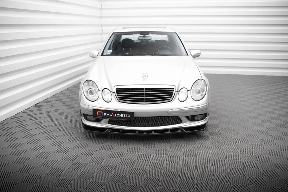 Voorspoiler passend voor Mercedes E55 AMG W211 Maxton Glans Zwart