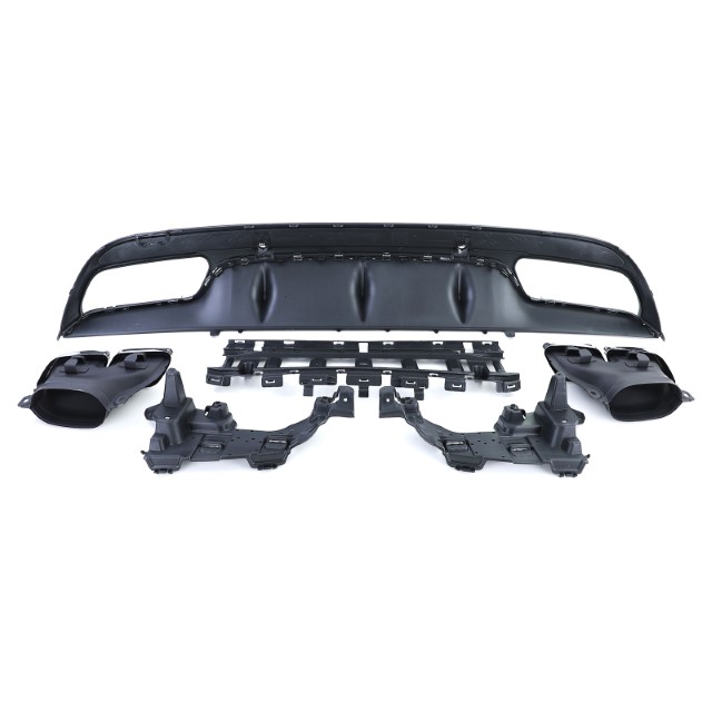 Achterbumper Diffuser passend voor Mercedes W205 C-Klasse C63S Design Chroom AMG Sport Line