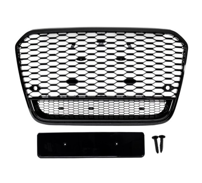 Grill passend voor Audi A6 C7 11-14 RS Look DTM Glans Zwart
