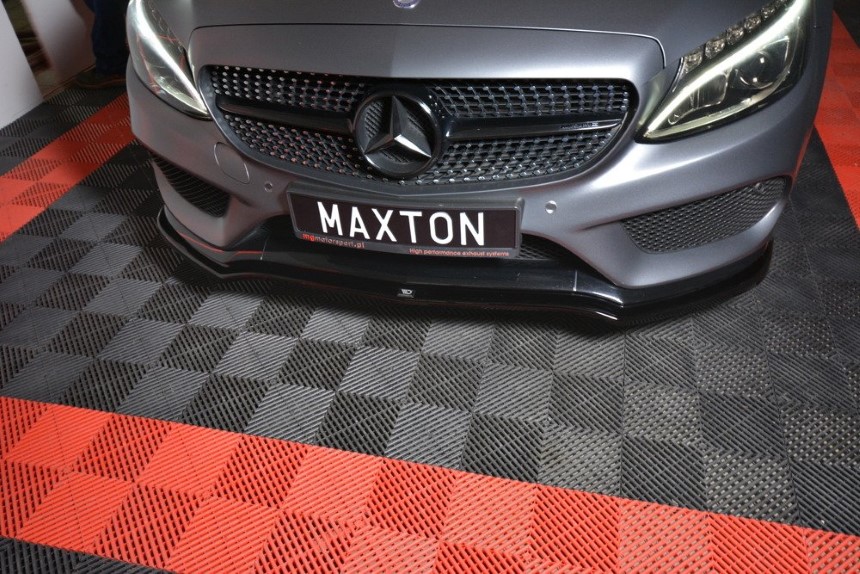 Voorspoiler passend voor Mercedes C-klasse W205 coupé AMG-Line Maxton Design glans zwart