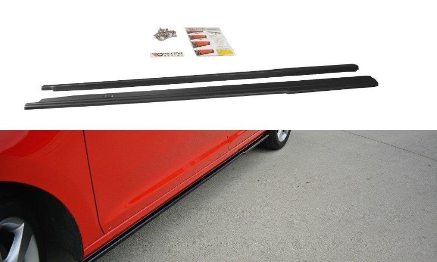 Zijskirts passend voor Skoda Rapid Maxton Design glans zwart