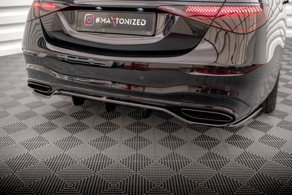 Diffuser passend voor Mercedes S Klasse W223 AMG Pakket Maxton Glans Zwart