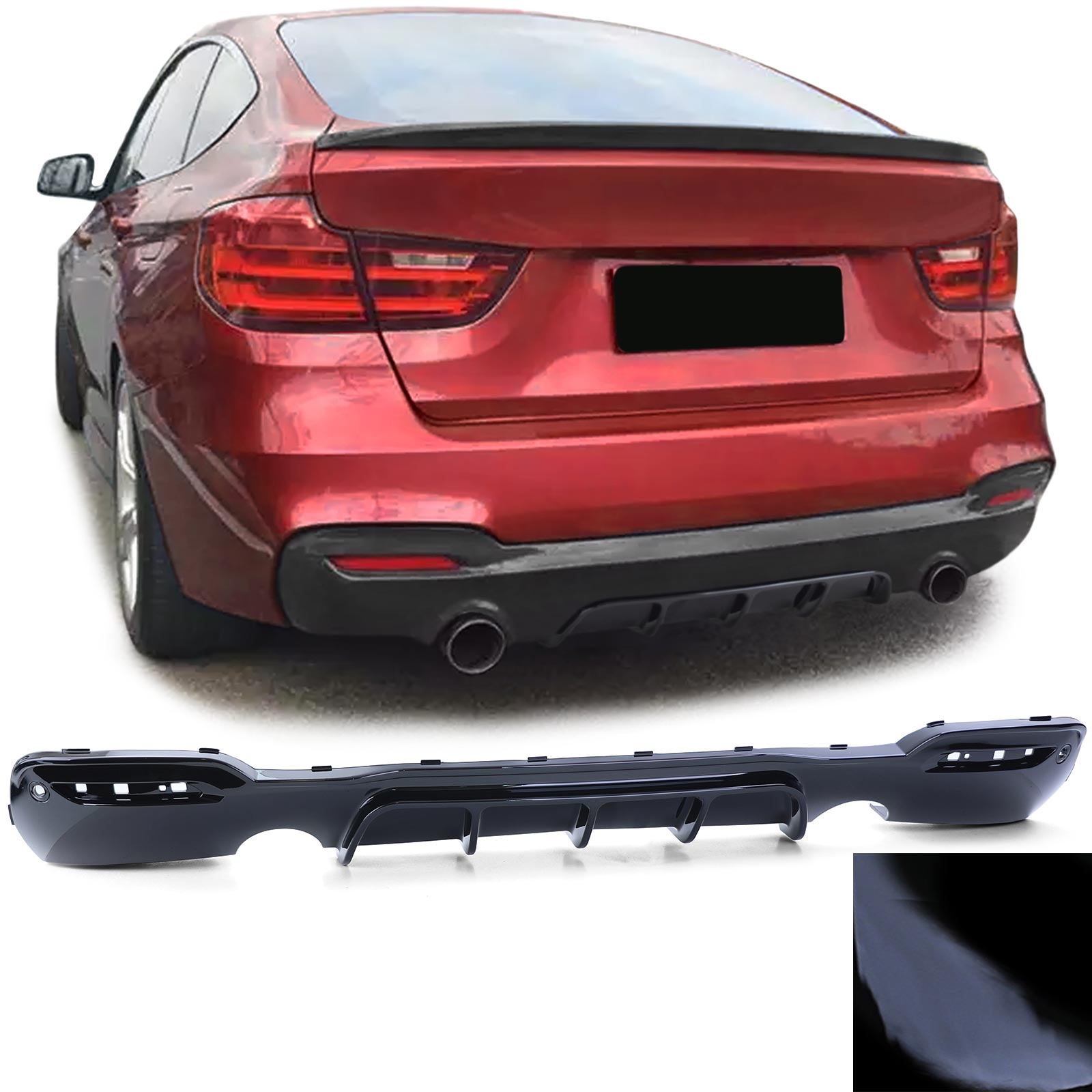 Diffuser passend voor BMW 3 Serie GT F34 Glans Zwart