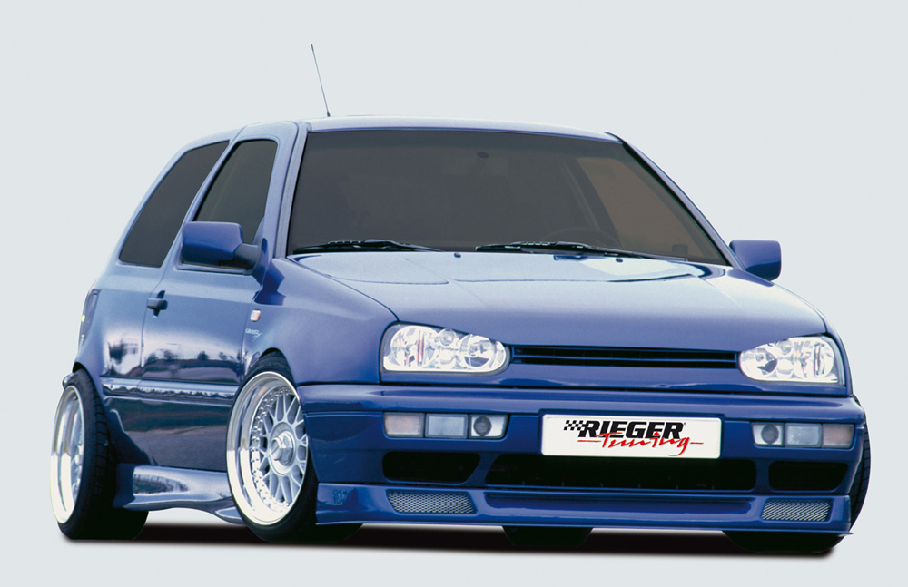 Voorspoiler passend voor Volkswagen Golf 3 Rieger Glans Zwart