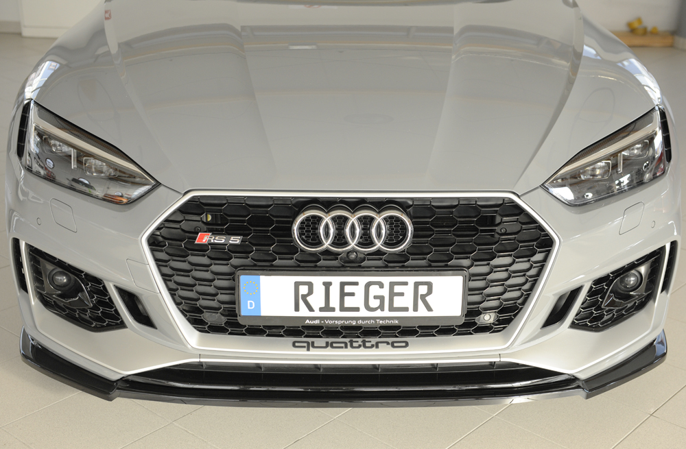 Voorspoiler passend voor Audi RS5 B9/F5 Zwart Glans Rieger