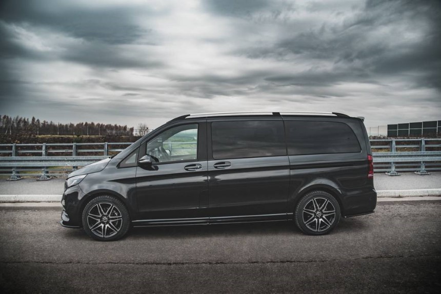 Zijskirts passend voor Mercedes V-Klasse W447 AMG-Line Maxton Design glans zwart
