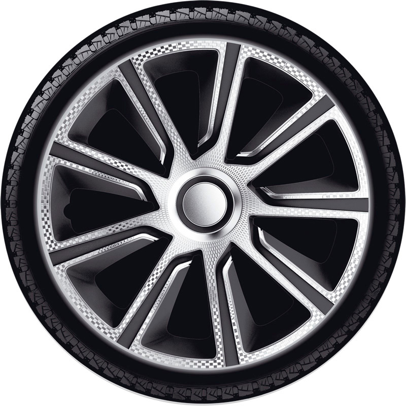 4-Delige J-Tec Wieldoppenset Veron 14-inch zilver/zwart/carbon-look