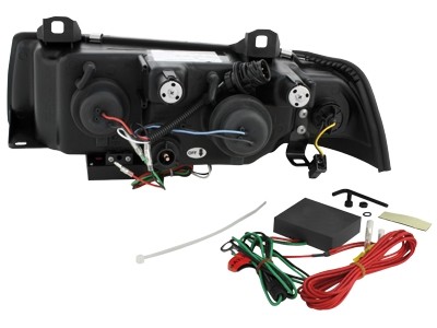 Koplampen passend voor BMW E36 Limousine/Touring 92-98 Devil Eyes real DRL LED Zwart