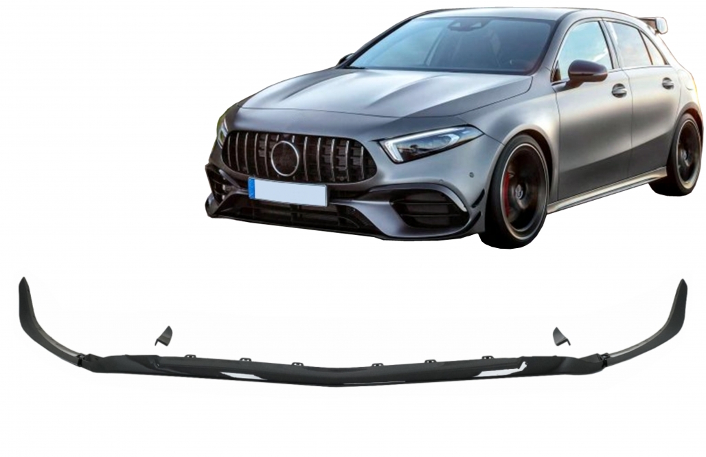 Voorspoiler passend voor Mercedes A45 A Klasse W177 Aero Pack Glans Zwart