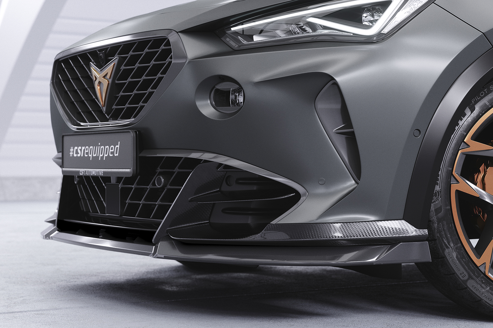 Voorspoiler passend voor Cupra Formentor VZ5 CSR Glans Zwart
