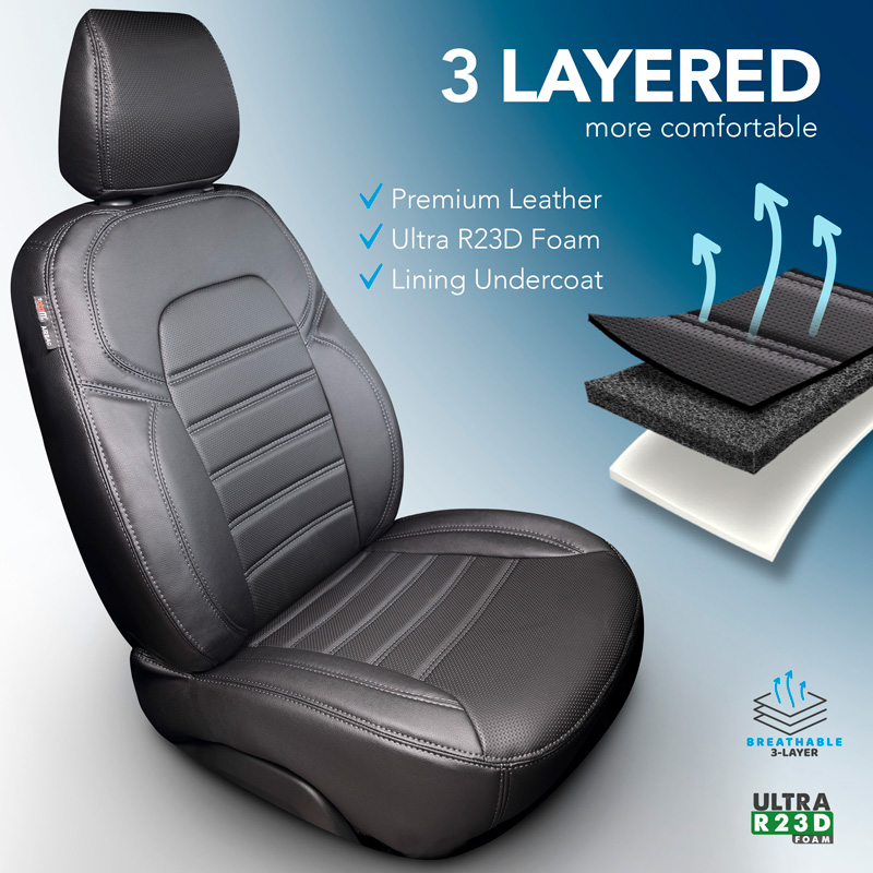 New York Design Kunstleder Stoelhoezenset 1+1  Citroën Nemo/Peugeot Bipper/Fiat Fiorino 2008-