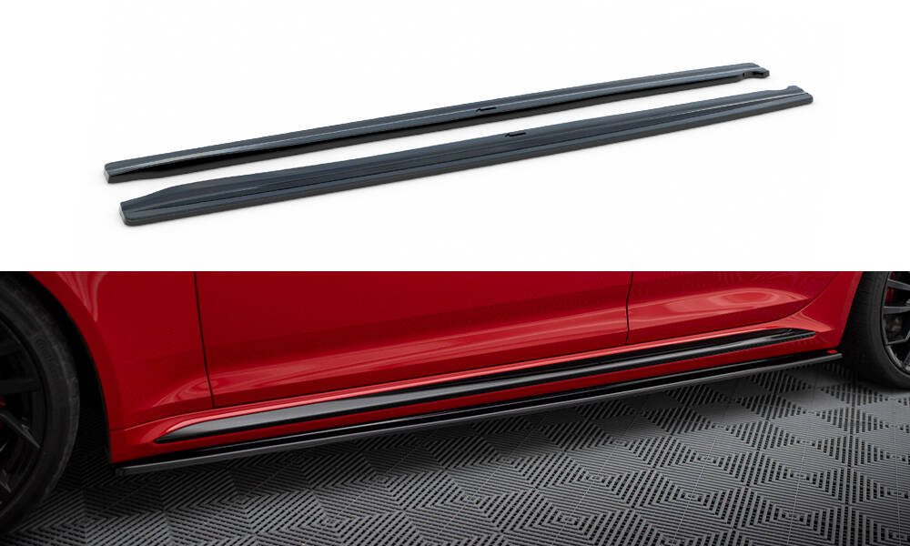 Zijskirts passend voor Audi RS4 B9 Maxton Glans Zwart