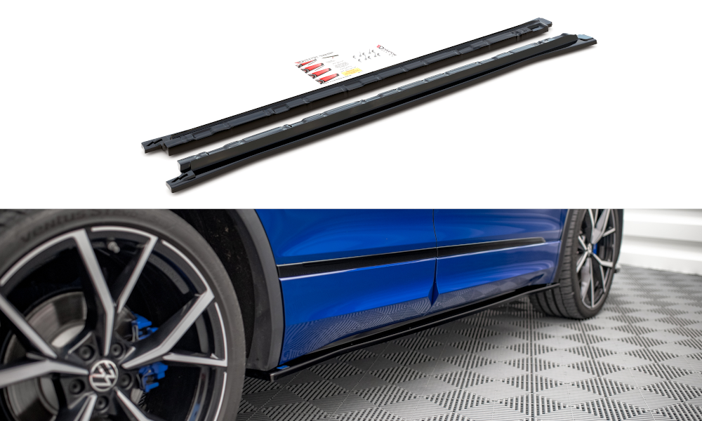 Zijskirts passend voor VW Tiguan R MK2 Facelift Maxton Glans Zwart