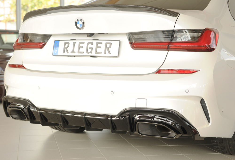Diffuser passend voor BMW 3 Serie G20 M340i Rieger Glans Zwart voor Trekhaak
