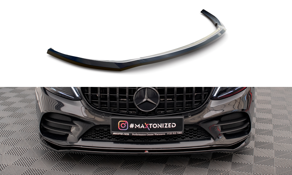 Voorspoiler V.1 Mercedes C Klasse AMG Line & C43 AMG W205 / C205 Facelift Maxton Glans Zwart