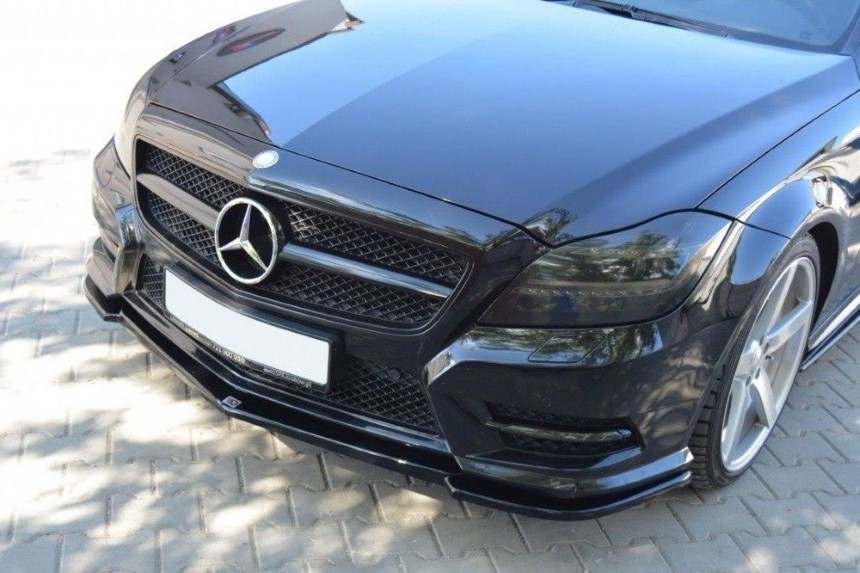 Voorspoiler passend voor Mercedes CLS W218 AMG-Line Maxton Design glans zwart