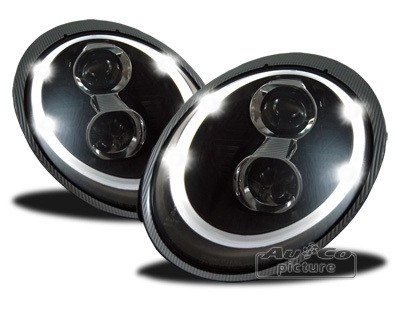Koplampen Porsche 911 997 DRL LED zwart