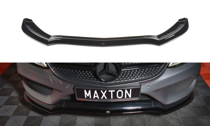 Voorspoiler passend voor Mercedes C-klasse W205 coupé AMG-Line Maxton Design glans zwart