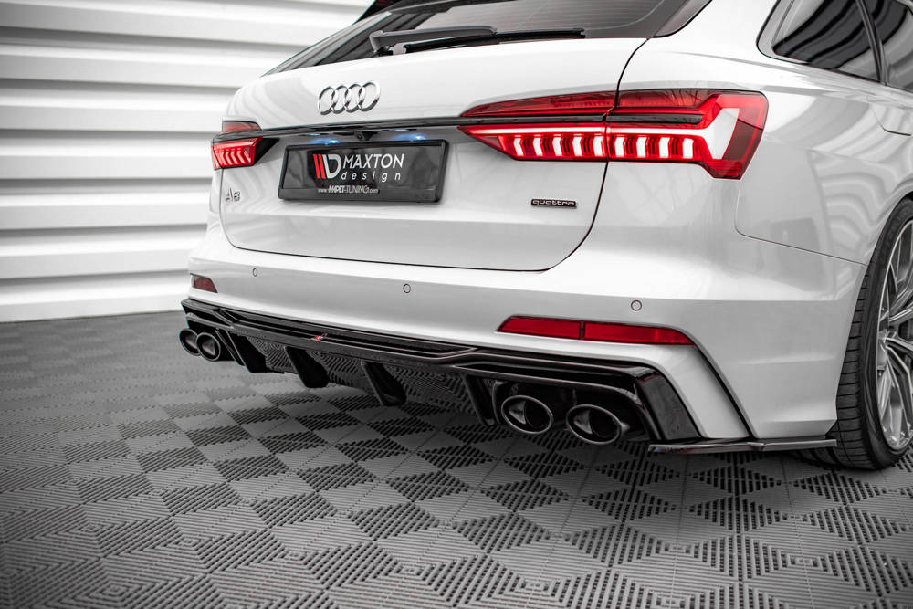 Diffuser passend voor Audi A6 C8 S-Line Maxton Glans Zwart Chrome Sierstukken