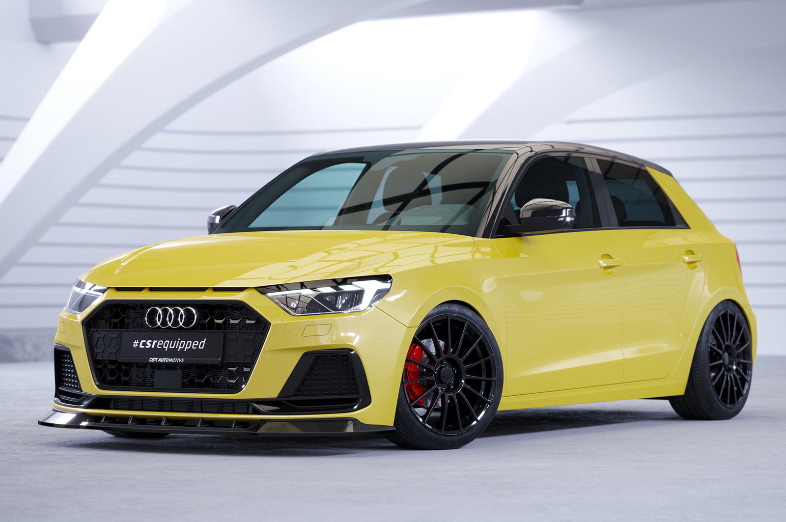 Voorspoiler passend voor Audi A1 (Type GB) CSR Glans Zwart