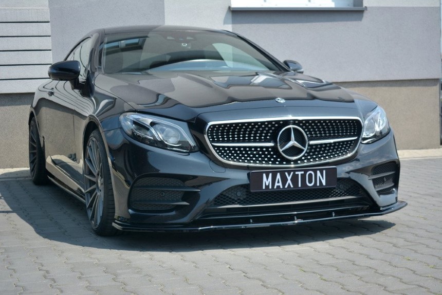 Voorspoiler passend voor Mercedes E W213 Coupé AMG-Line Maxton Design glans zwart V.1