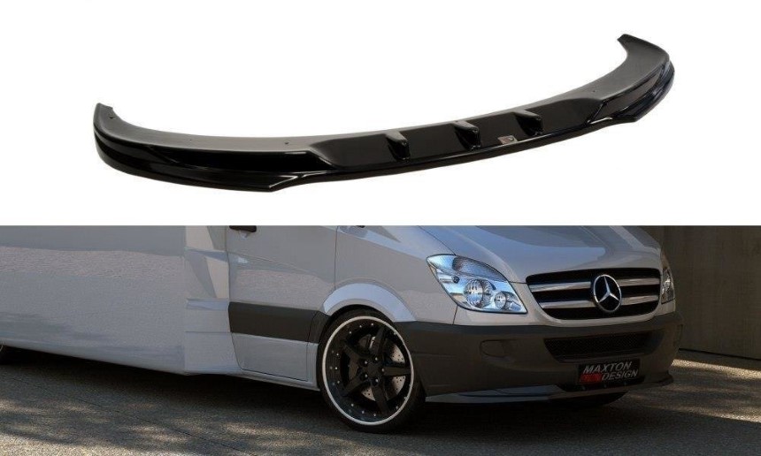 Voorspoiler passend voor Mercedes Sprinter Mk2 Maxton Design glans zwart