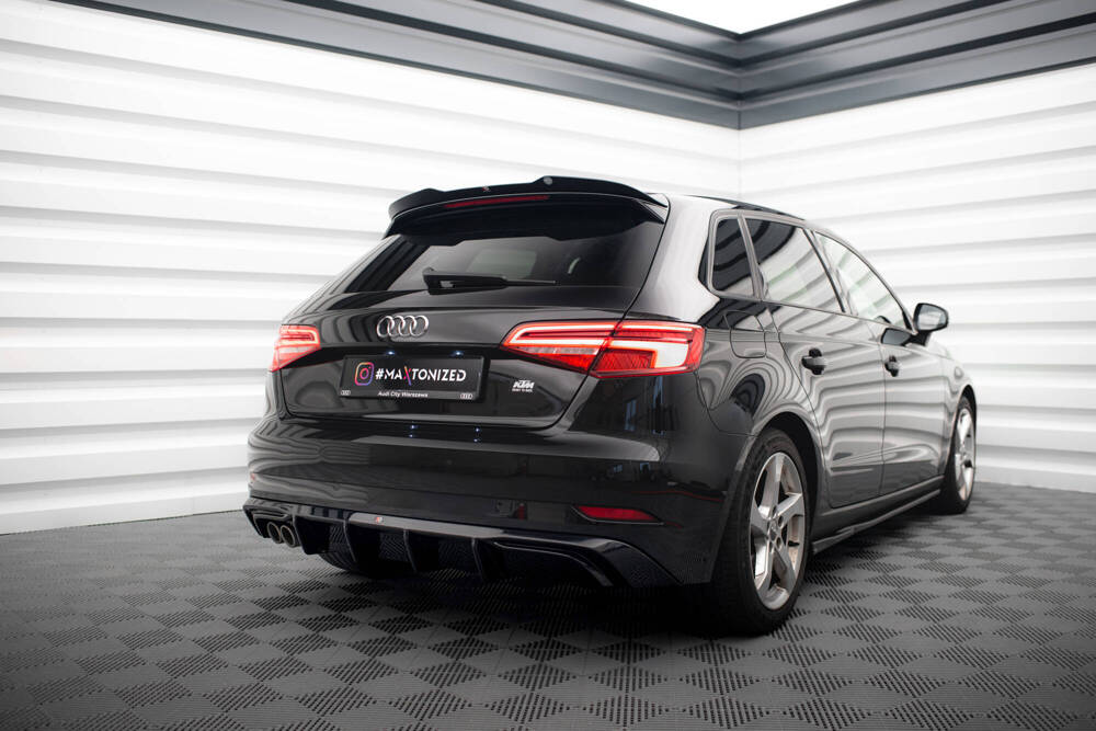 Diffuser passend voor Audi A3 Sportback 8V FL Maxton Glans Zwart