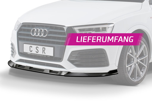 Voorspoiler passend voor Audi Q3 (8U) Glans Zwart