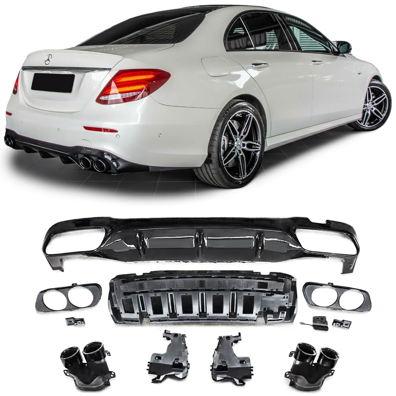 Diffuser passend voor Mercedes E-Class W213 (2016-..) Incl. sierstukken