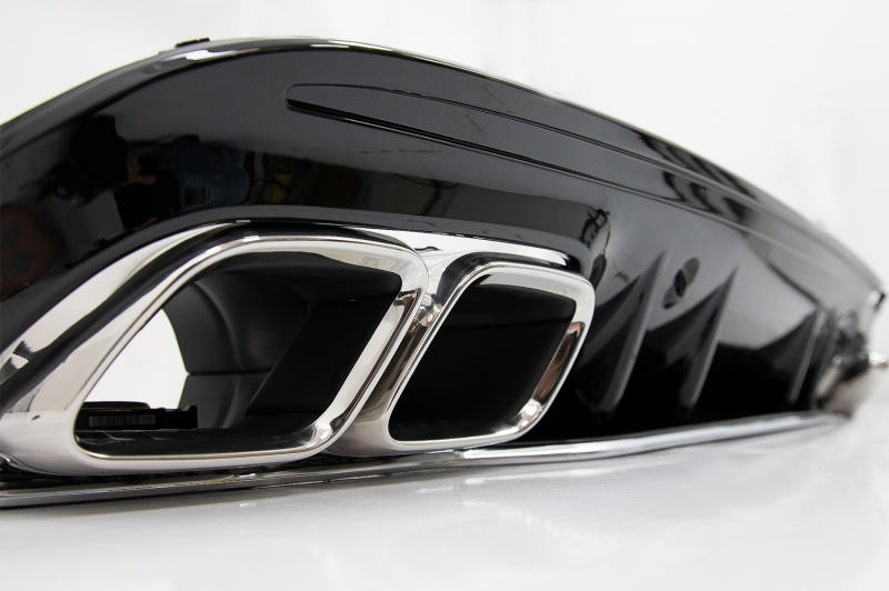 Achterbumper Diffuser passend voor Mercedes W205 C-Klasse C63S Design Zilver Tips AMG Sport Line