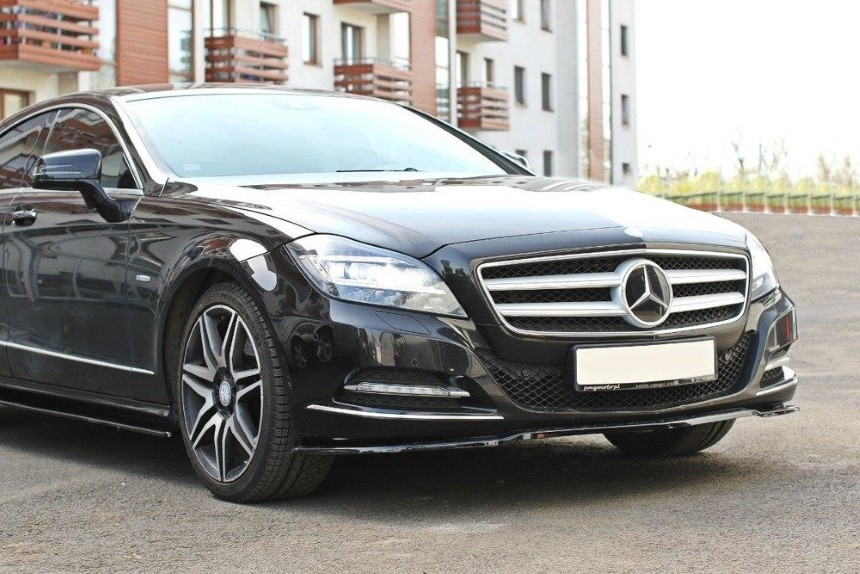 Voorspoiler passend voor Mercedes CLS W218 Maxton Design glans zwart