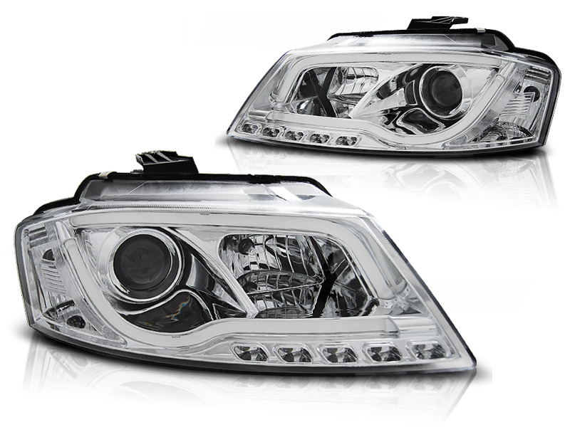 Koplampen passend voor Audi A3 8P 08-12 Tube Light LED Chroom
