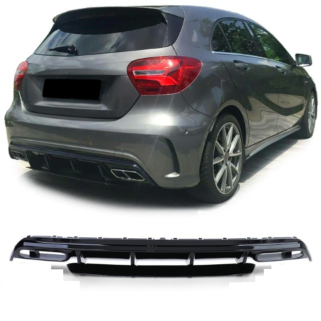 Diffuser passend voor Mercedes W176 A45 Edition Glans zwart