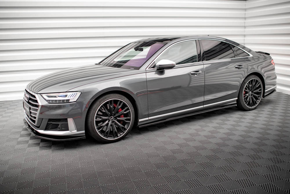 Zijskirts passend voor Audi A8 S-Line / S8 D5 Maxton Glans Zwart