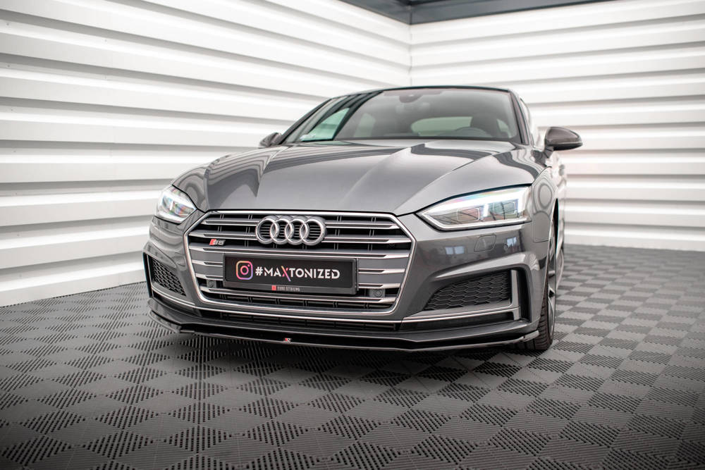 Voorspoiler passend voor Audi S5 / A5 S-Line F5 Coupe / Sportback V.2 Glanzend Zwart
