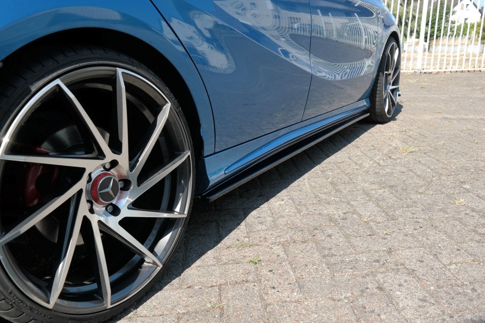 Zijskirts passend voor Mercedes W176 A45 AMG look M-Line Glans Zwart