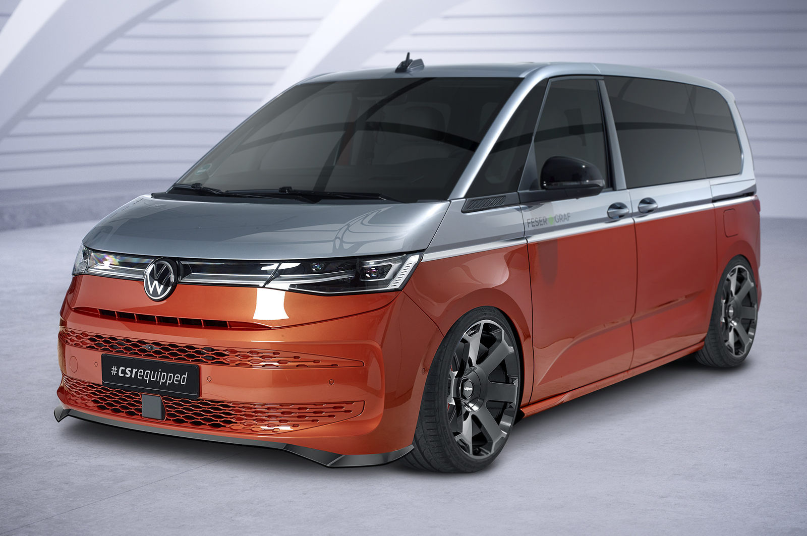 Voorspoiler passend voor Volkswagen Transporter T7 CSR Glans Zwart