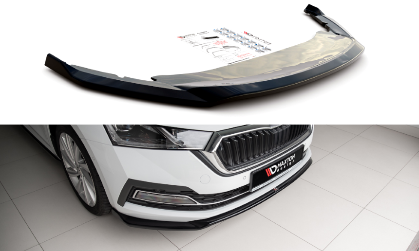 Voorspoiler passend voor Skoda Octavia 4 Maxton Design glans zwart V.2