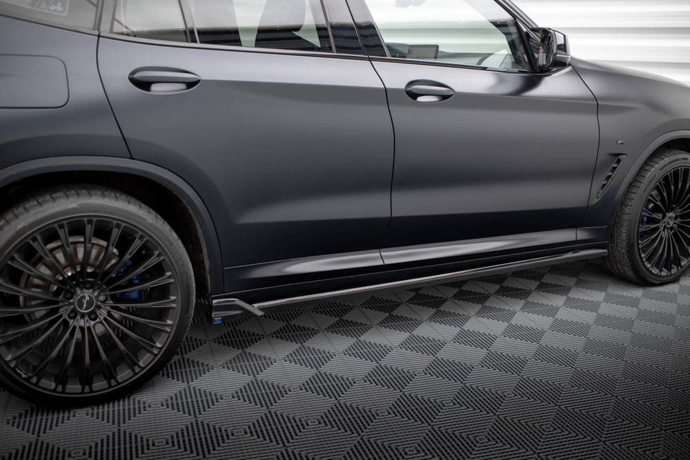 Zijskirts passend voor BMW X3 G01 M Pakket FL Maxton Glans Zwart