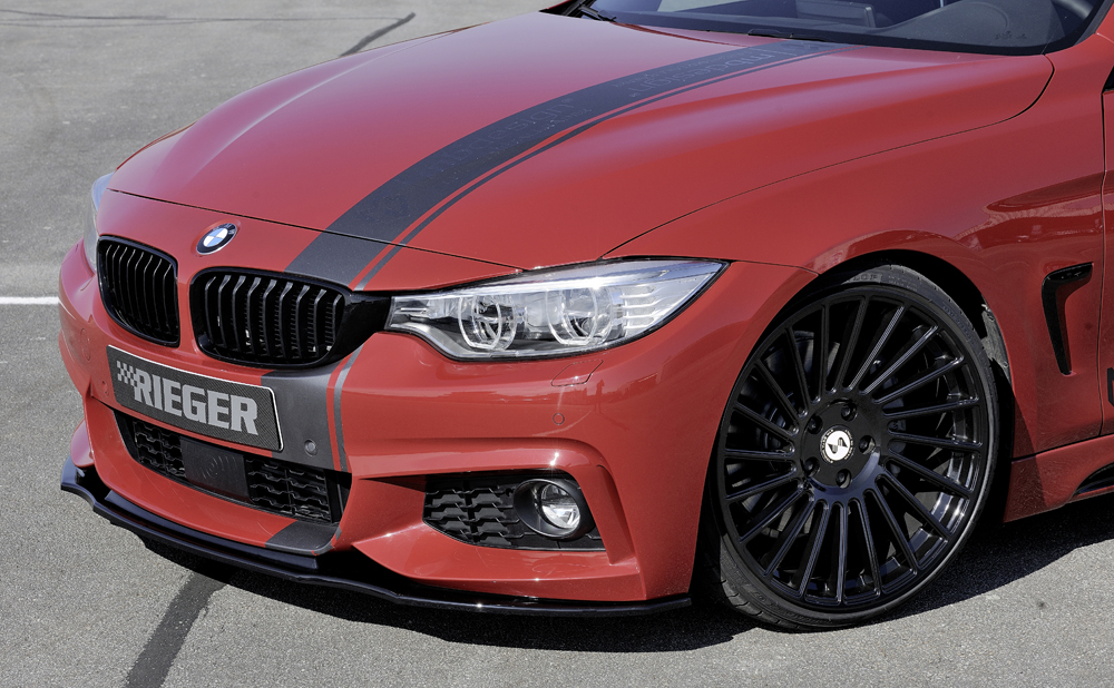 Voorspoiler passend voor BMW 4 Serie M Pakket F32 F33 F36 Rieger Glans Zwart
