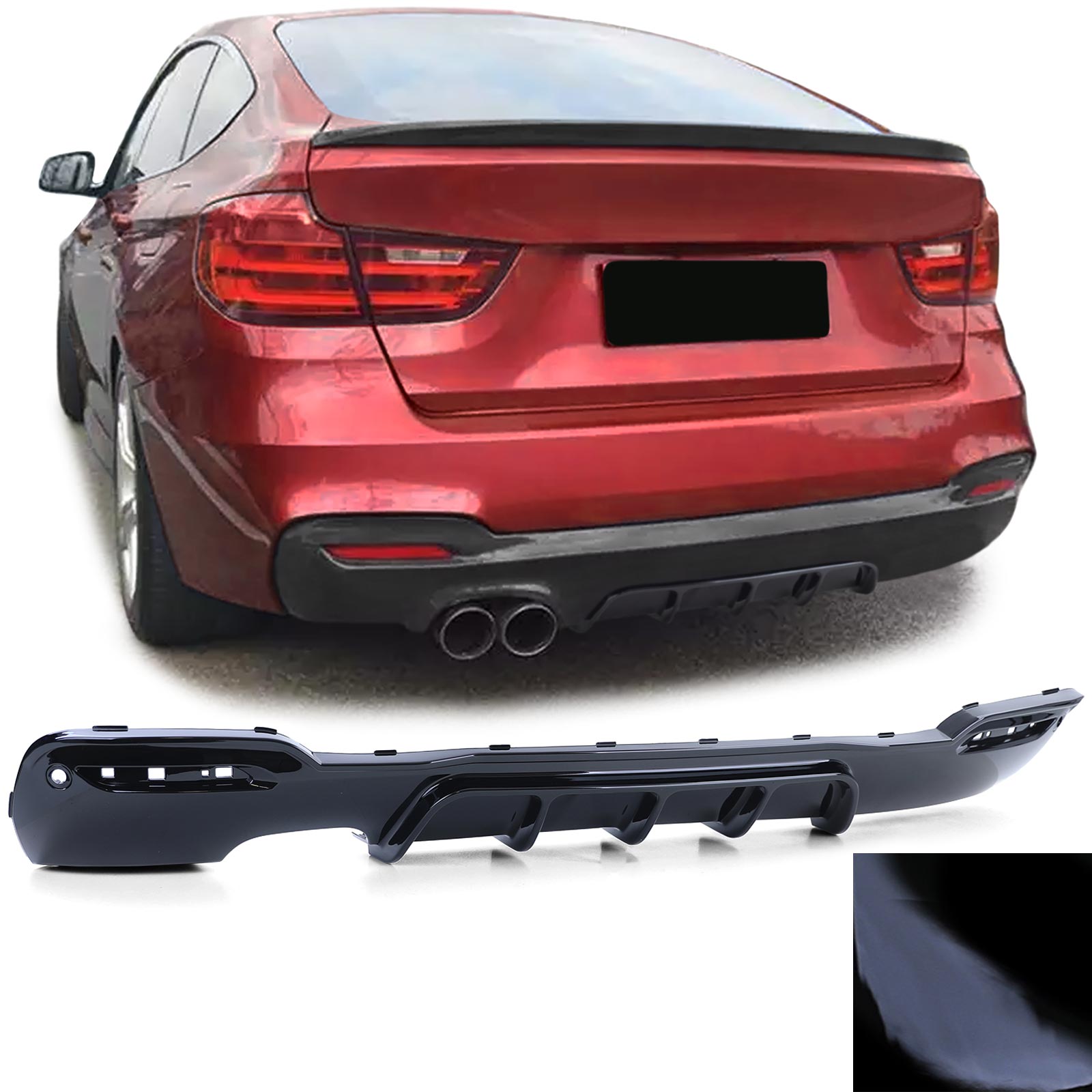 Diffuser passend voor BMW 3 Serie GT F34 Glans Zwart