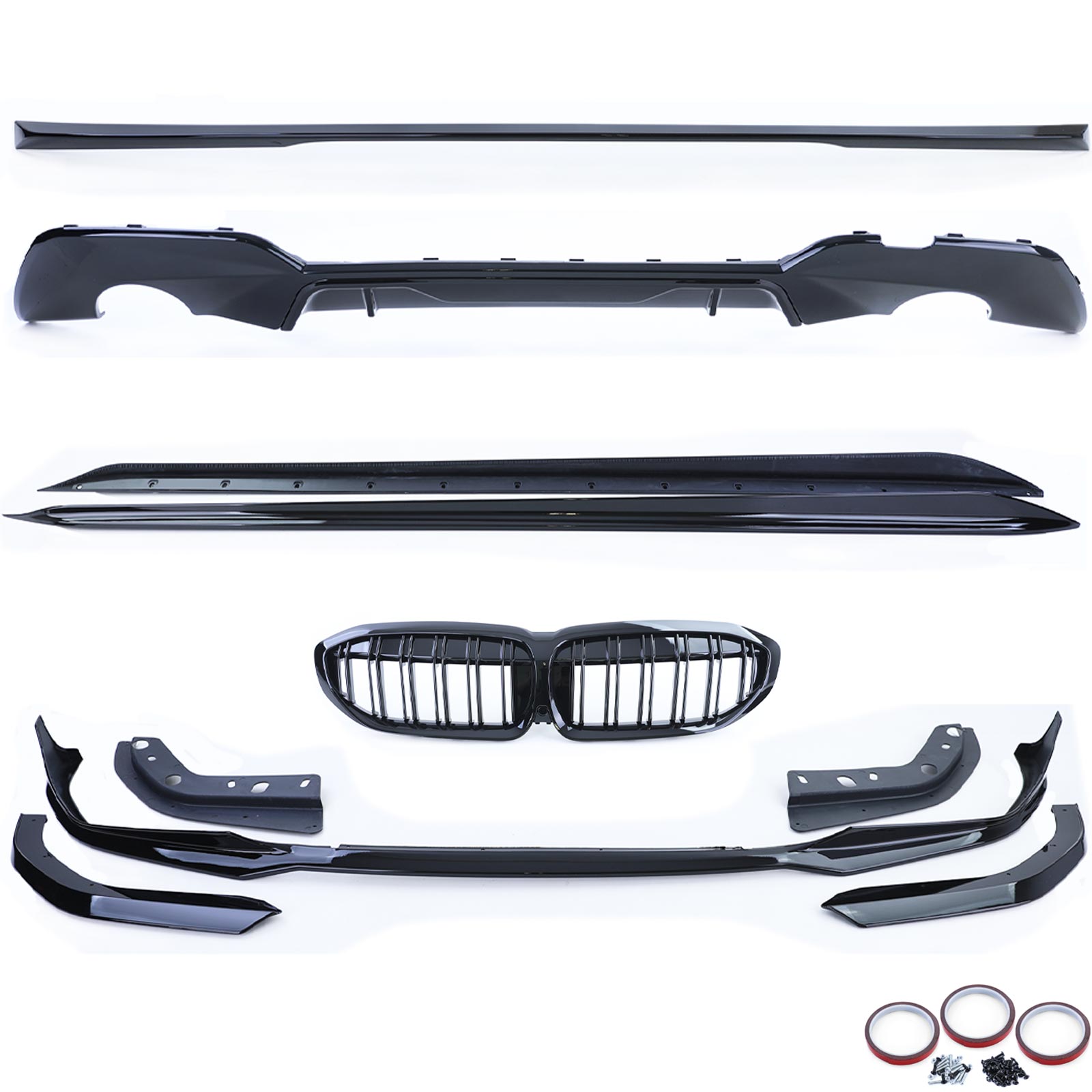 Bodykit passend voor BMW 3 Serie G20 Glans Zwart Look M-Pakket