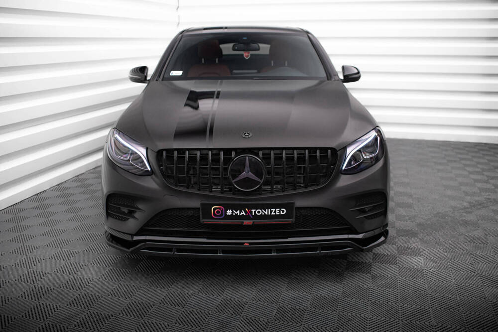 Voorspoiler passend voor Mercedes GLC AMG Pakket X253 Maxton Glans Zwart