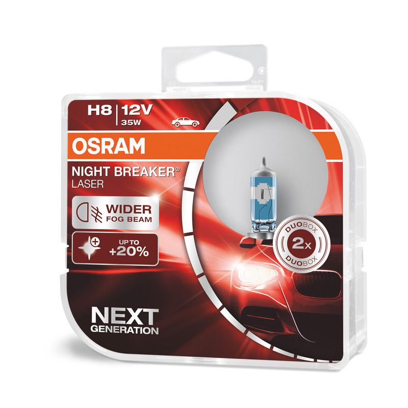 Osram Night Breaker Laser Halogeen lampen - H8 - 12V/35W - set à 2 stuks