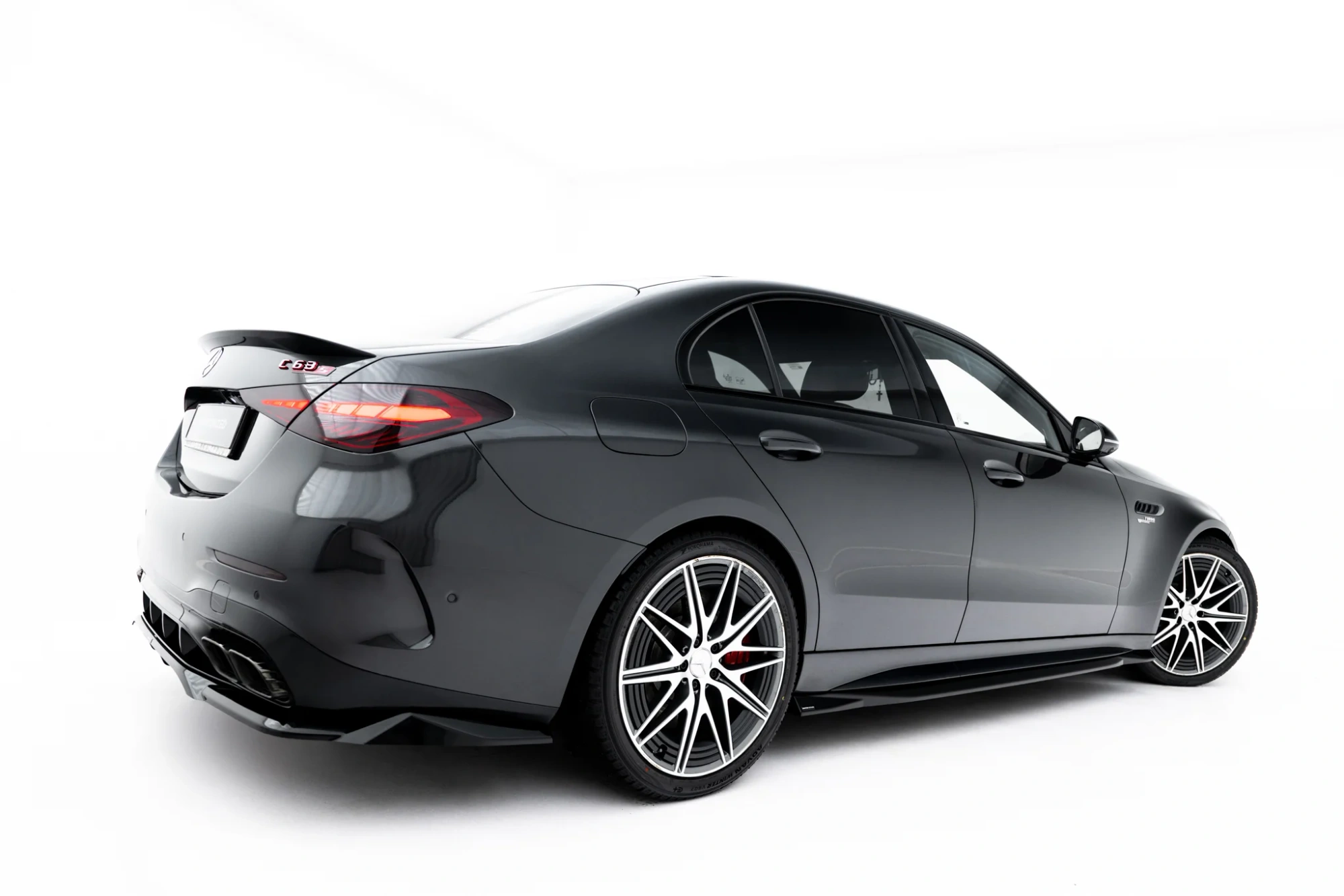 Zijskirts passend voor Mercedes C63 AMG W205 S205 Maxton Glans Zwart