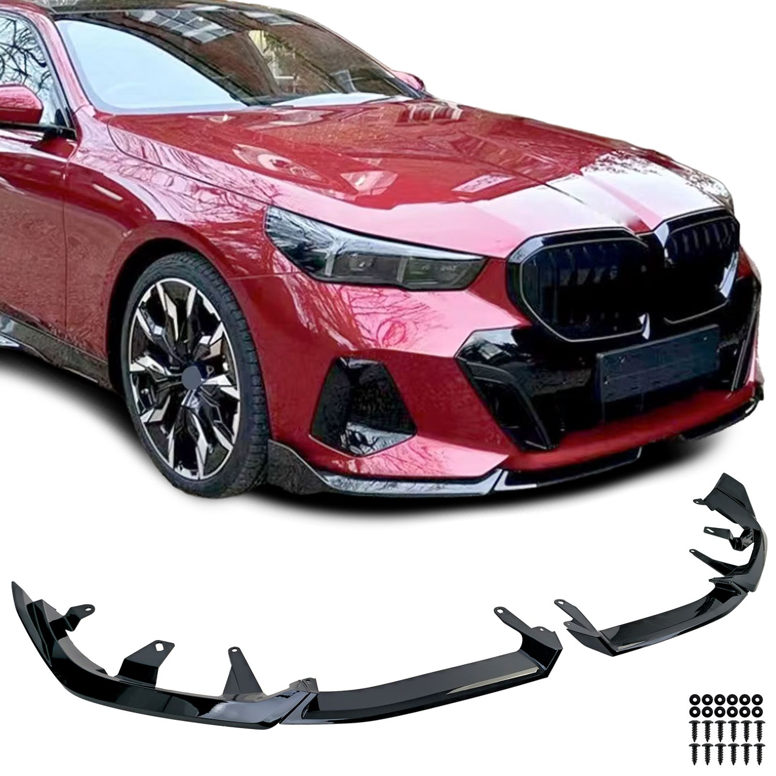 Voorspoiler passend voor BMW 5 G60 M-pack Black Knight Design Glans Zwart