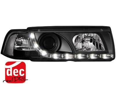 Koplampen passend voor BMW E36 Coupe/Cabrio 92-98 Devil Eyes real DRL LED Zwart