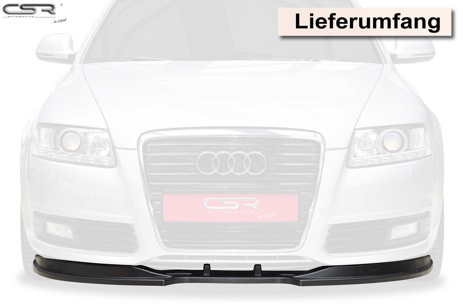 Voorspoiler passend voor Audi A6 4F S-Line Glans Zwart – 09/2008–2011